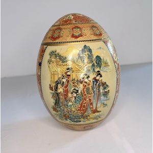 Vintage Royal Satsuma Egg 6.5” Tall 4.5” Wide Hand Painted